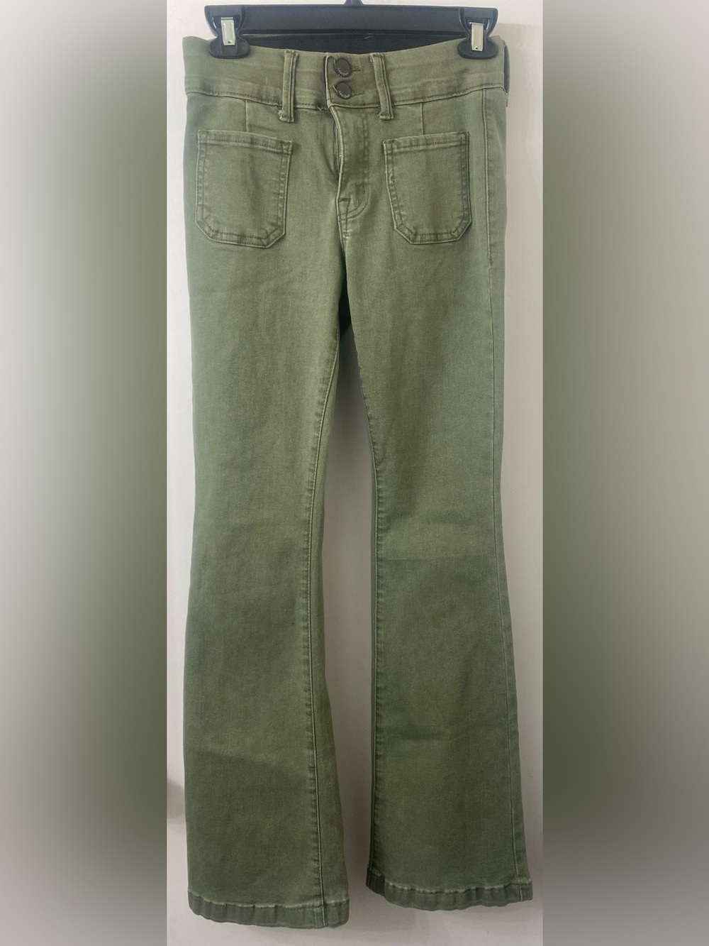 Indigo Poppy Woman’s Tummy Control Olive Flare Jeans